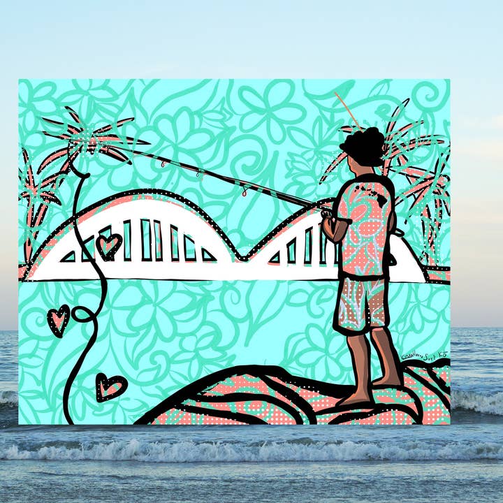 Impression d'art de pêcheur hawaïen pour la vente par Of Light & Sea