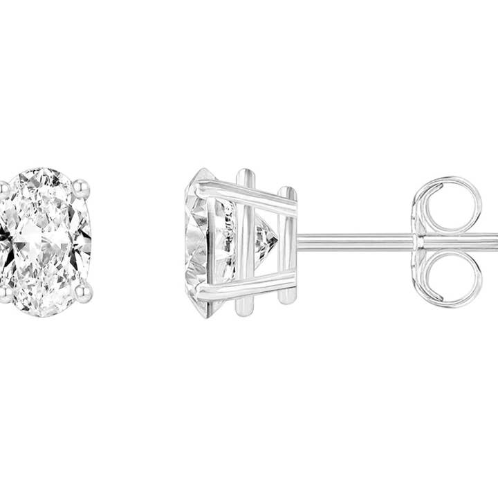 Vesa Jewels - Wholesale Stud/Post Earrings - 2 CTTW Sterling Silver Oval Cut Simulated Diamond Studs