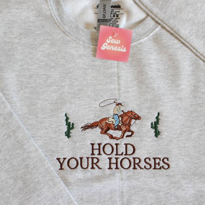 SewGenesis - Wholesale Sweatshirt - Women's - Hold Your Horses Embroidered Crewneck4