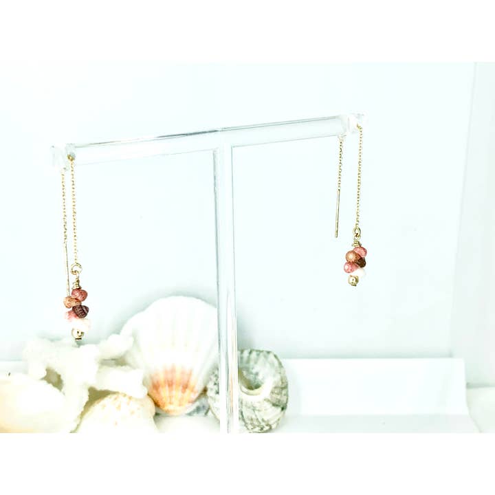 Cali Kai Hawaii - Wholesale Dangle Earrings - Gold Threaders Colorful Kahelelani Shell 14k Filled Earrings