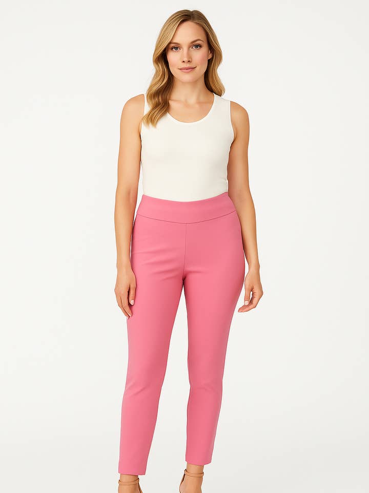 Pantalon droit en microfibre Krazy Larry P21 - Bubble Gum pour la vente par KRAZY LARRY