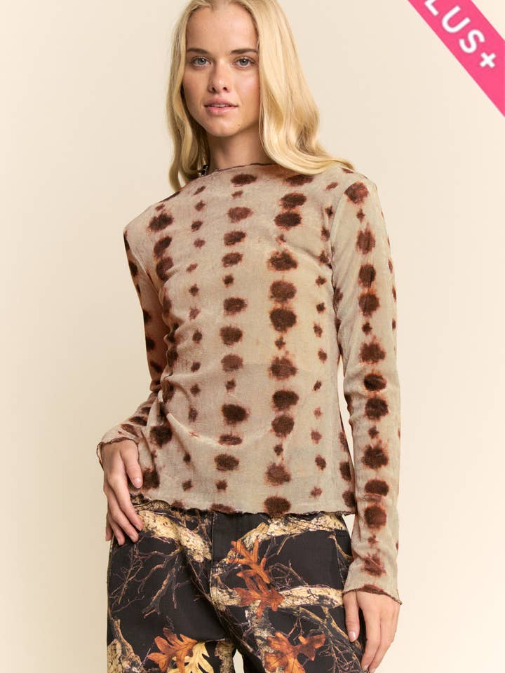 Davi & Dani - Wholesale Knit Top - Women's - PLUS MESH TIE DYE LONG SLEEVE TOP5