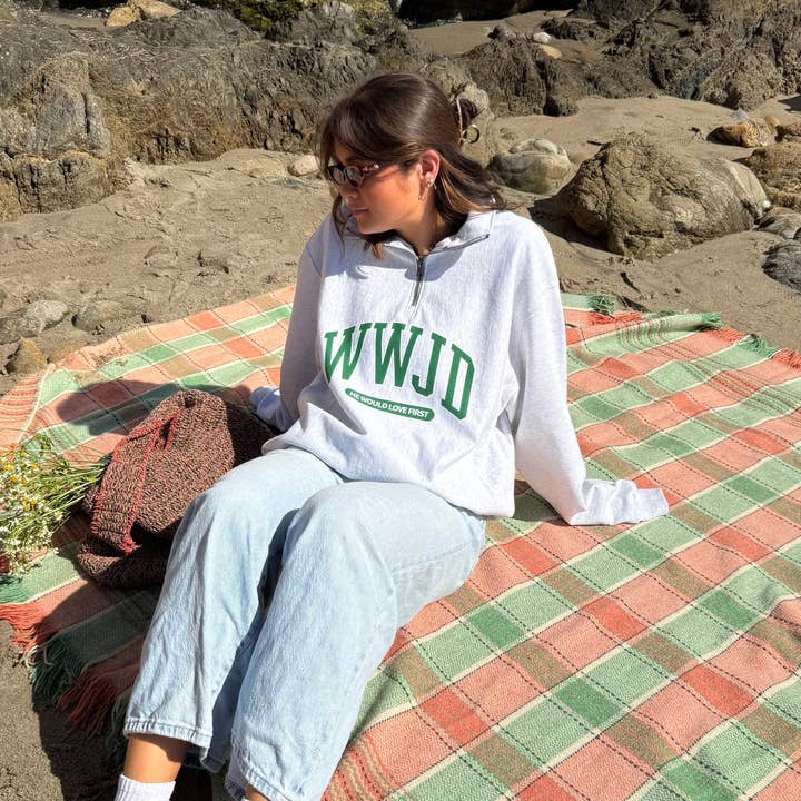 NEW! | "WWJD" UNIVERSITY QUARTER ZIP | ASH for wholesale by He Would Love First