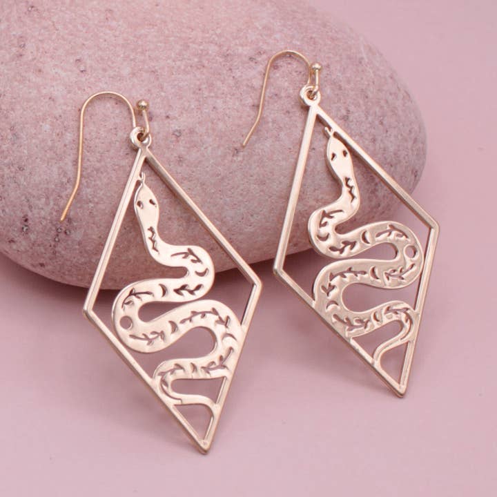 ZAD – wholesale Dangle earrings – Snake Charmer Gold Serpent Earrings
