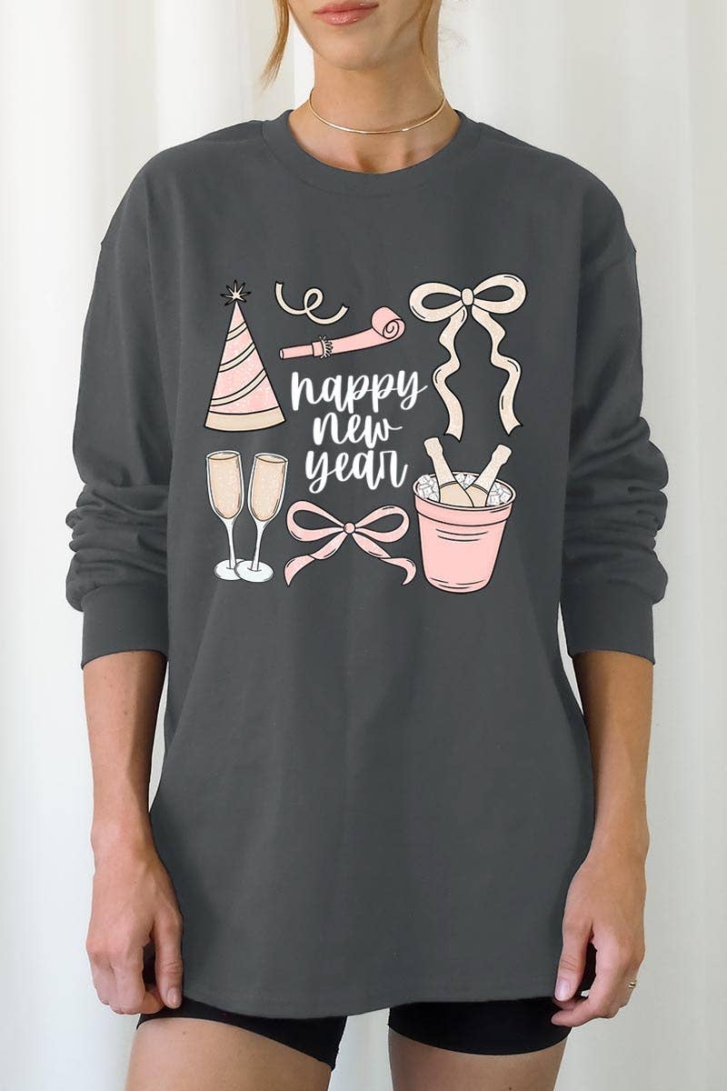 COLORBEAR - Wholesale T-Shirt (Graphic) - Women's - Happy New Year Graphic Long Sleeve Tee1