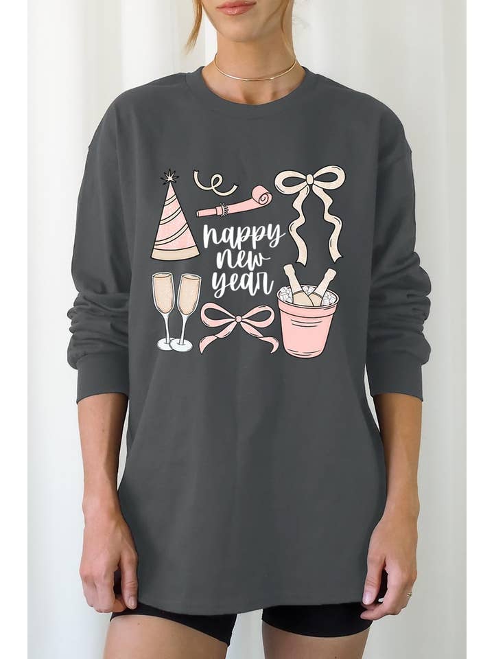 COLORBEAR - Wholesale T-Shirt (Graphic) - Women's - Happy New Year Graphic Long Sleeve Tee1