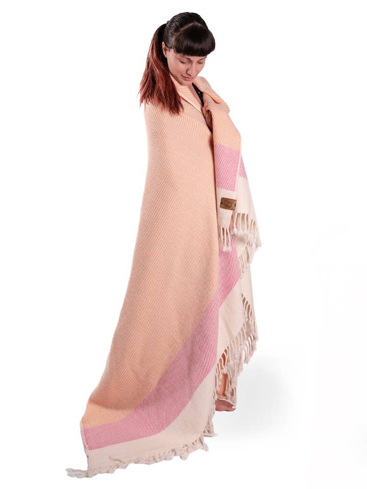 Solana Peach Merino Wool Blanket for wholesale by RITZY