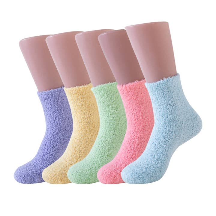 Solid Color Non-Shedding Coral Fleece Socks for wholesale by MoodGold