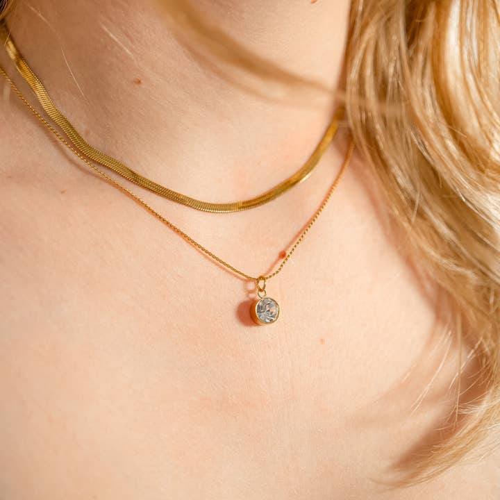 WJW - Wholesale Individual Charm/Pendant - 18K Gold PVD Round Birthstone Charm (8mm)