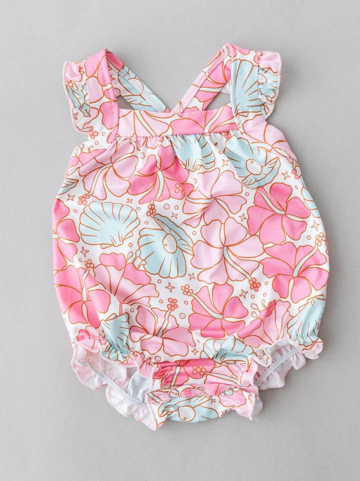 Mila & Rose - Wholesale Bodysuit (Non-Footed) - Baby - Beach Daze Ruffle Cross Back Romper0