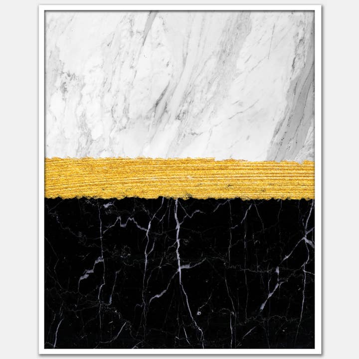 Moderne abstrakt vægkunsttryk - sort, hvid, guld for engroshandel hos Villa Posh