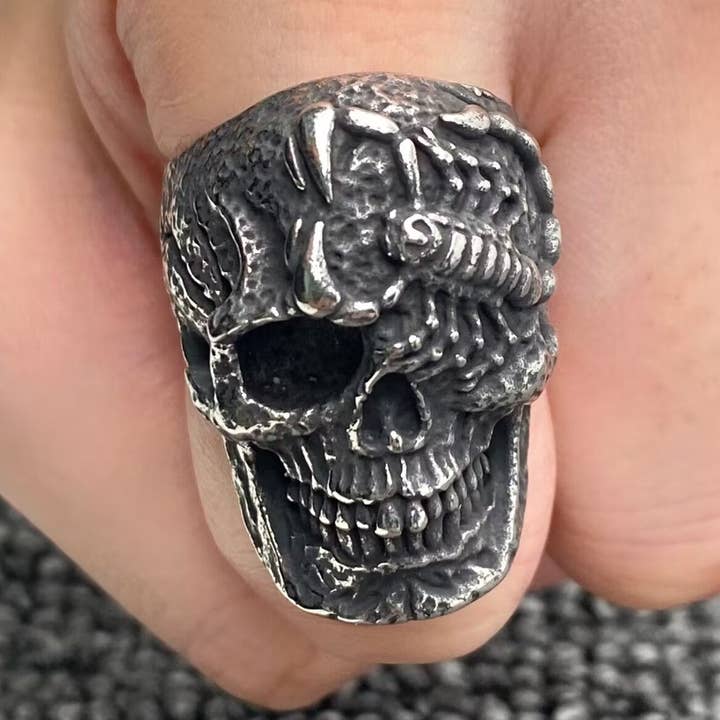 Blackening Stainless Steel Scorpion Skull Ring - MJ/MR/GT for wholesale by Mio Queena