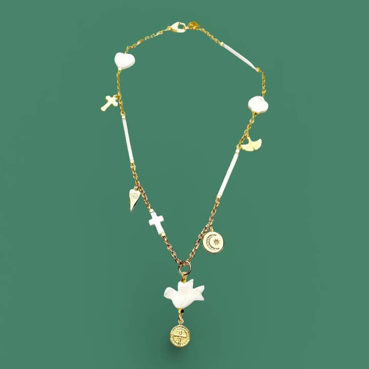 Black Lamb Design - Wholesale Pendant/charm necklace - Gold Mother of Pearl Charm Necklace Made in Australia4