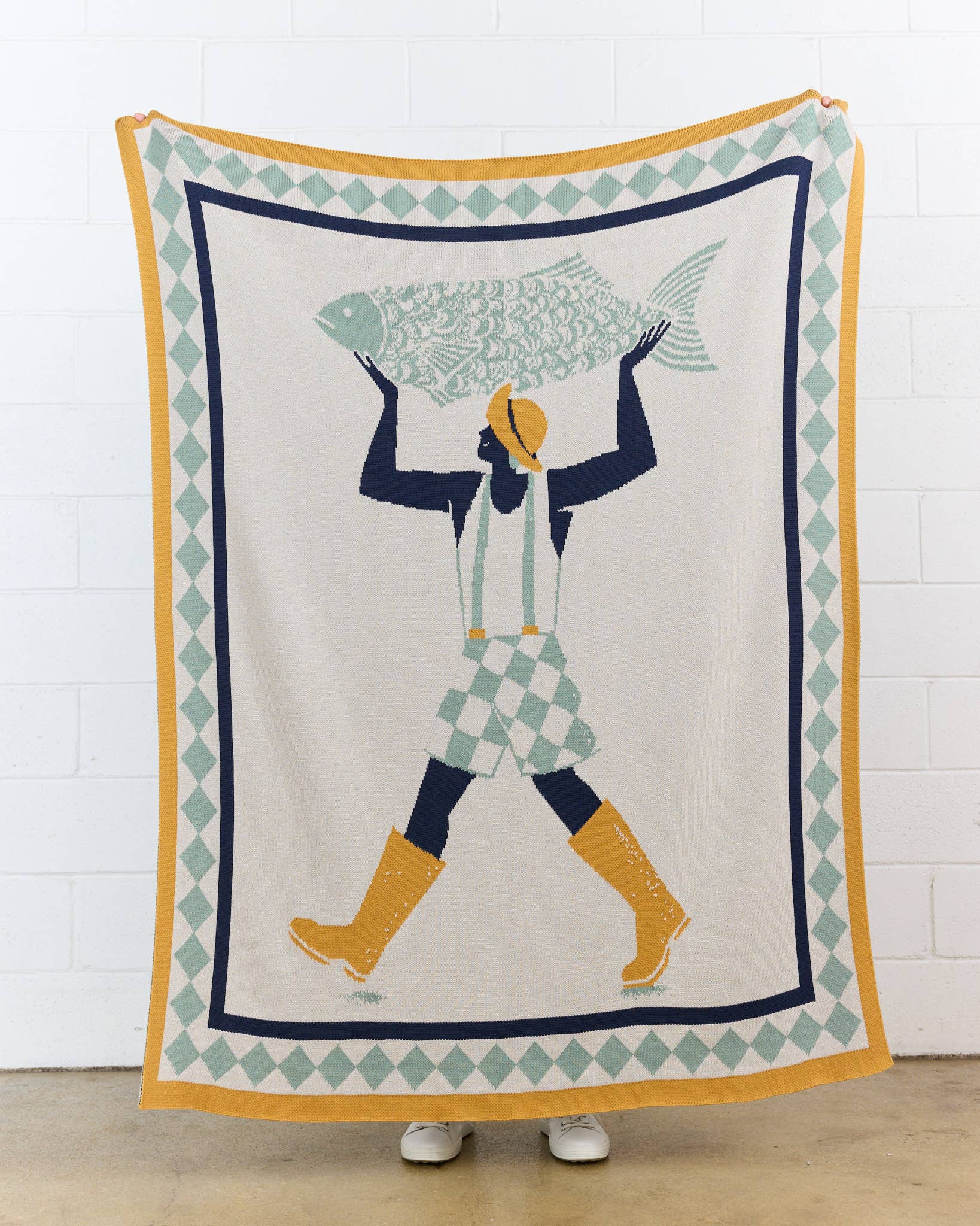 Biquette - Vendita all'ingrosso Plaid - Un Beau Poisson - Coperta da Lancio Lavorata a Maglia - Cotone - Prodotta negli USA7