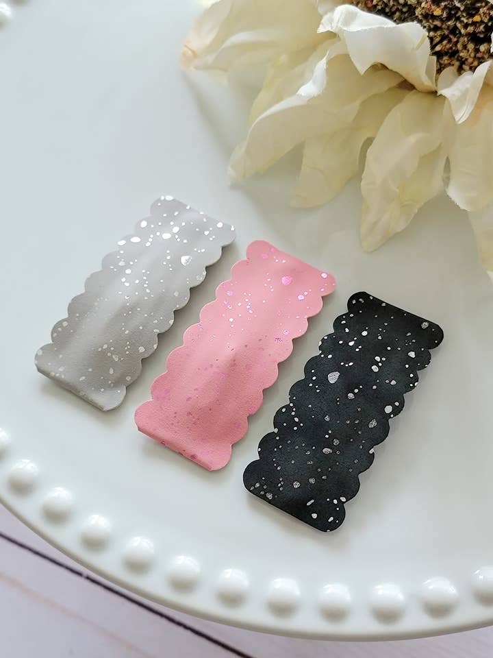 2,5" Rektangel KammusslorSnapClip 3Pak-MetallicsPlatterSuede #2 för wholesale av Dainty Delights Creations