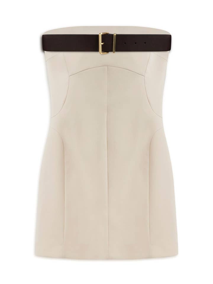 Beige Belt Detailed Mini Dress for wholesale by NOCTURNE