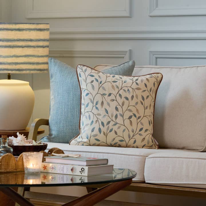 Cervino Woven Jaquard Cushion Duck Egg for wholesale on Faire5