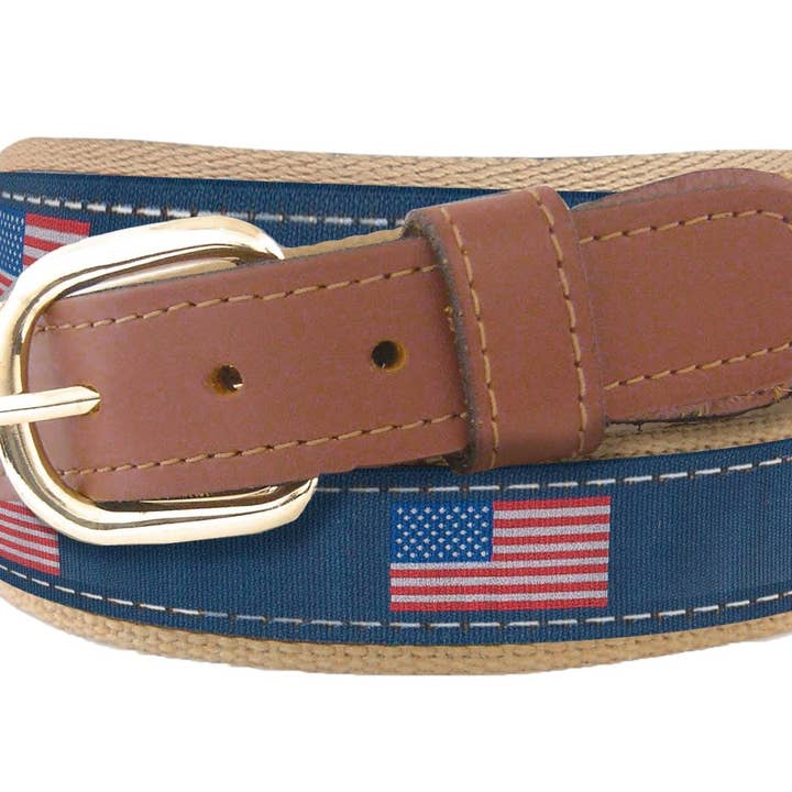 American Flag Men's Woven Navy Ribbon Belt. for wholesale by Zep-Pro