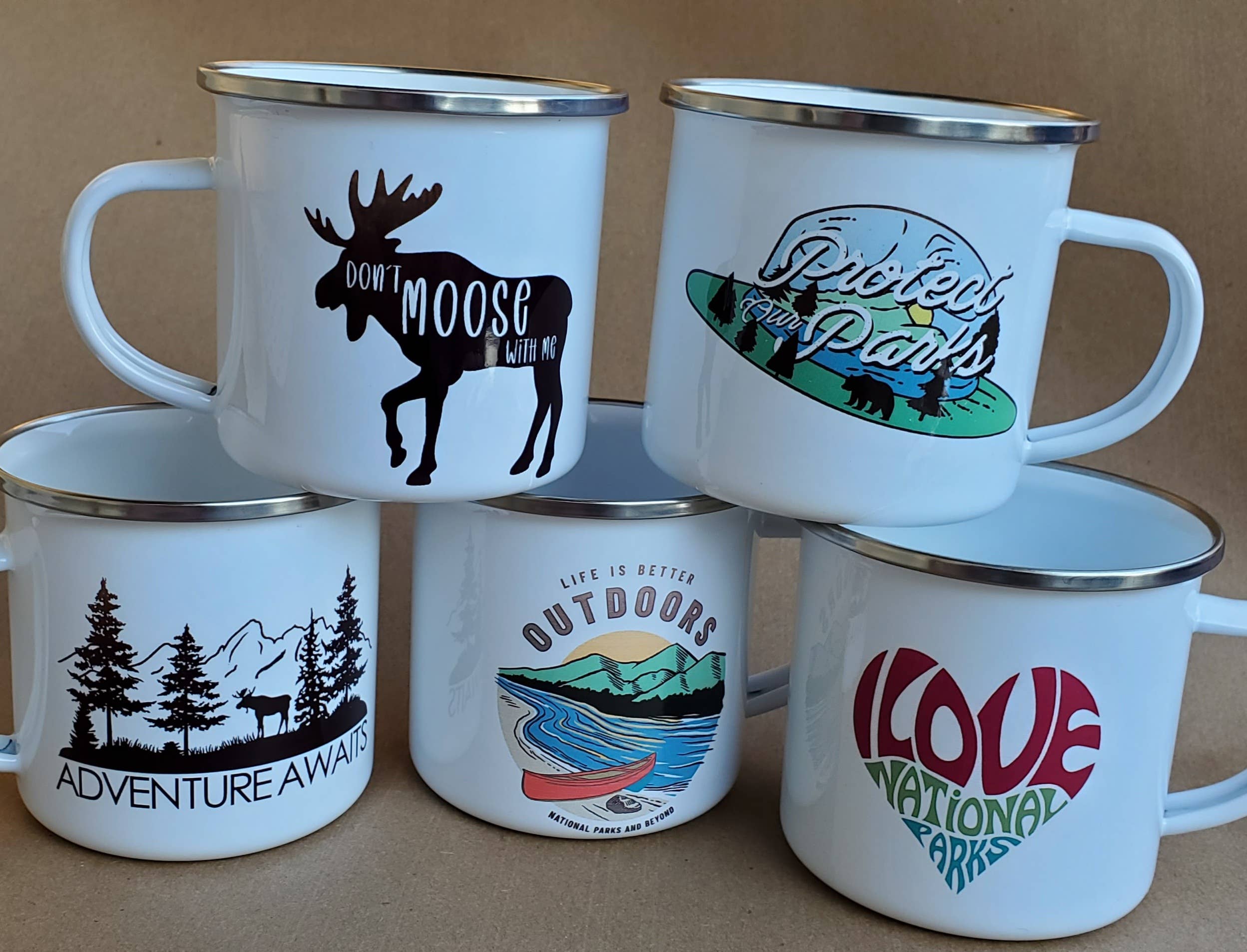 National Parks and Beyond - Wholesale Coffee Mug - Adventure Awaits Enamel Camping Cup or Mug2