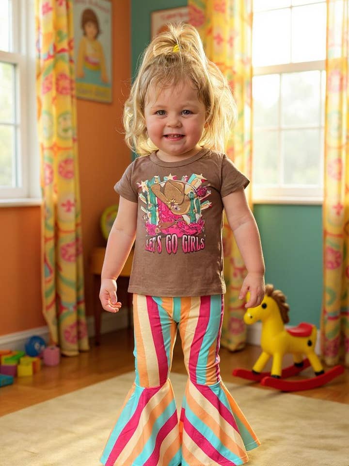 XCH0333-5H Western prints girls top striped pant girls set for wholesale by luluclothes