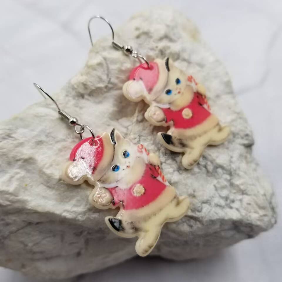 The Pretty Jewellery – wholesale Hängande örhängen – Julkatt akryl örhängen1