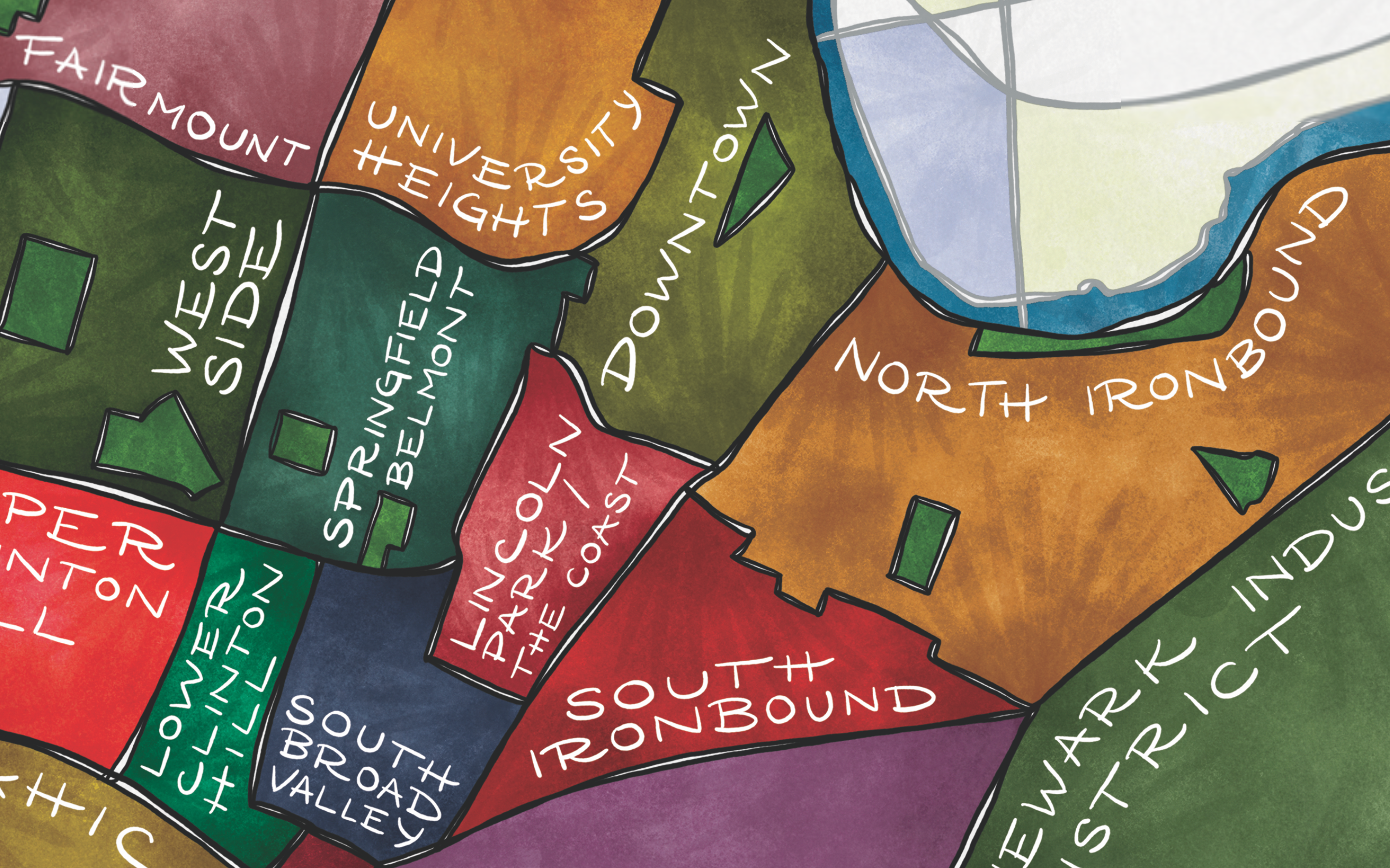 Terratorie Maps + Goods - Vente Affiche d'art - Impression cartographique des quartiers de Newark, New Jersey1