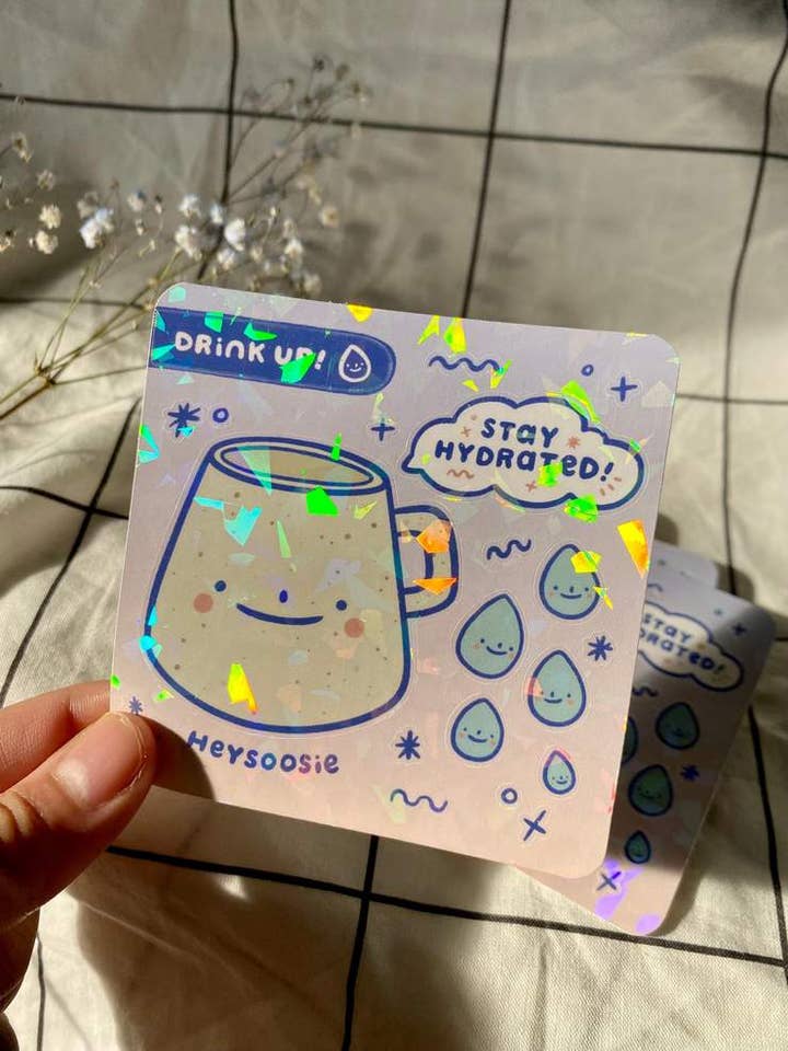 Speckled Mug Holo Sticker Sheet for wholesale by HeySoosie