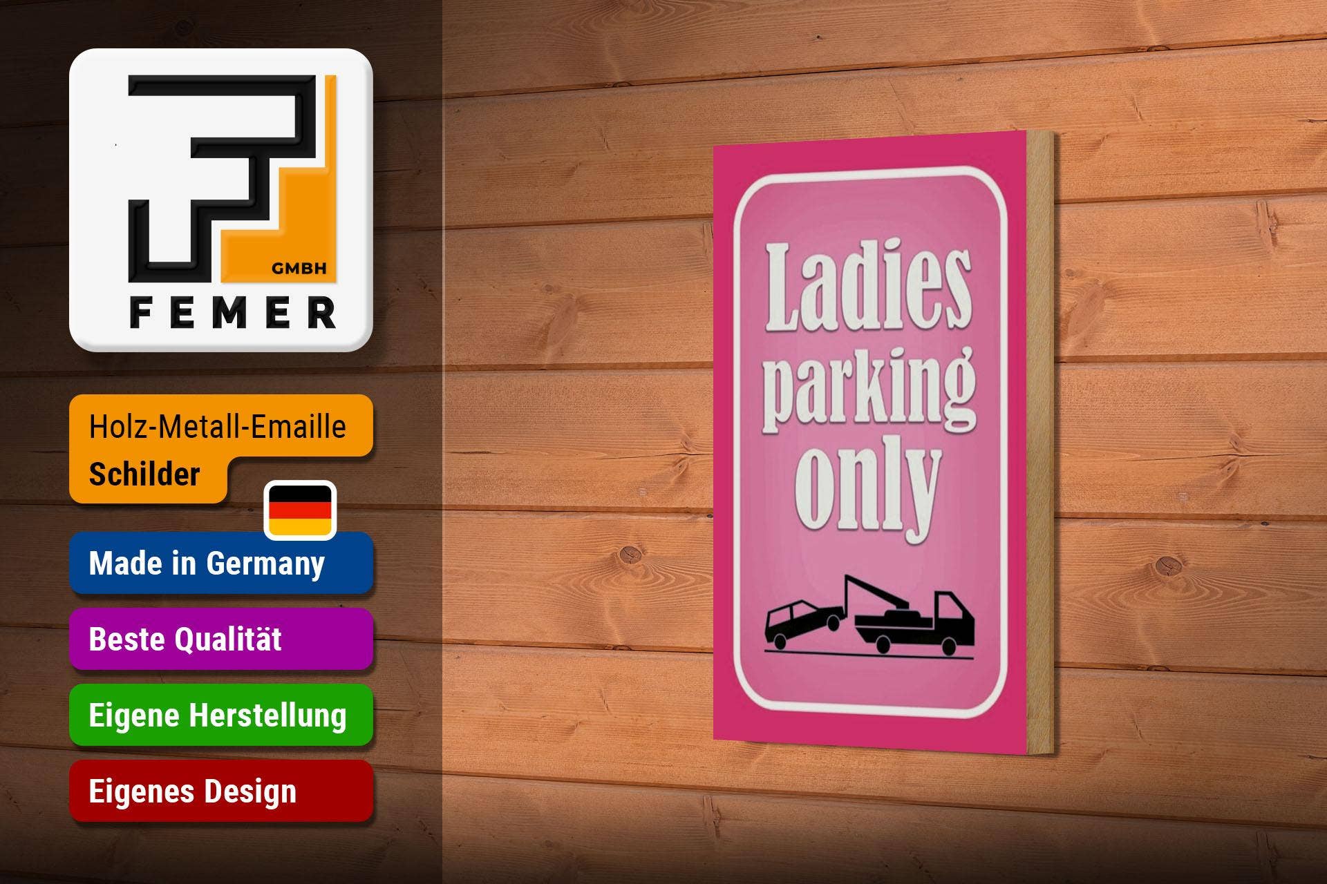 Femer - Vendita all'ingrosso Cartelli - Segnale di parcheggio in legno 12x18 cm Cartello decorativo rosa per sole donne2