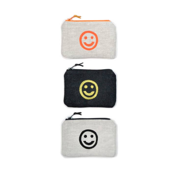 Gray Green Goods - Wholesale Coin purse – Women’s - Smiley Face Blockprint Coin Purse6