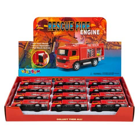 The Toy Network - Wholesale Toy Car/Truck - Kids - 5" Diecast Pull Back Fire Engine Rescue  12/Display6