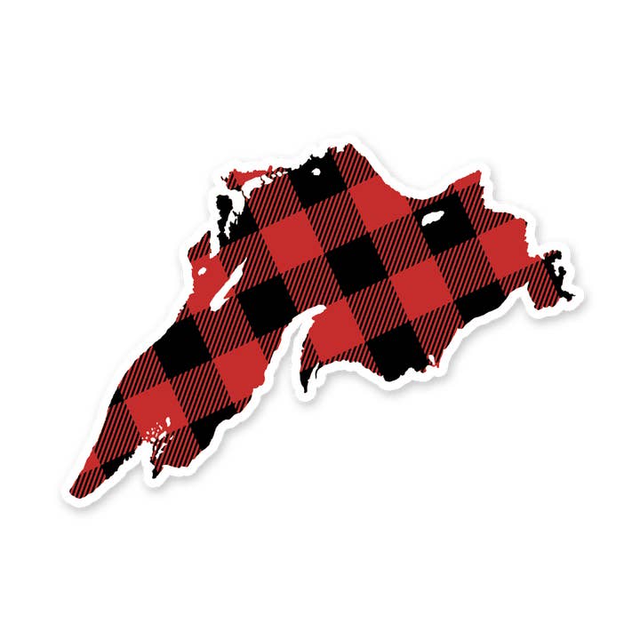 Buffalo Plaid Lake Superior Sticker for wholesale by Upper Peninsula Supply Co.