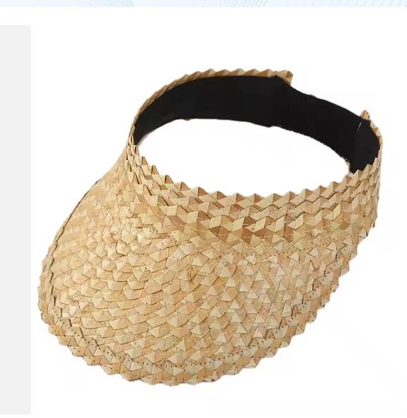 Queens INC - Wholesale Visor - Women's -  Palm Luxe Straw Visor — Adjustable Braided Sun Shield0