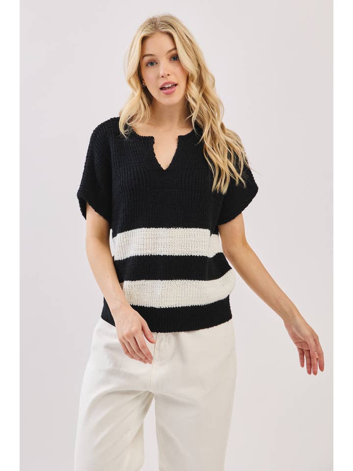 Sewn and Seen - Wholesale Knit Sweater - Women's - Stripe Knit Sleeveless Sweater16