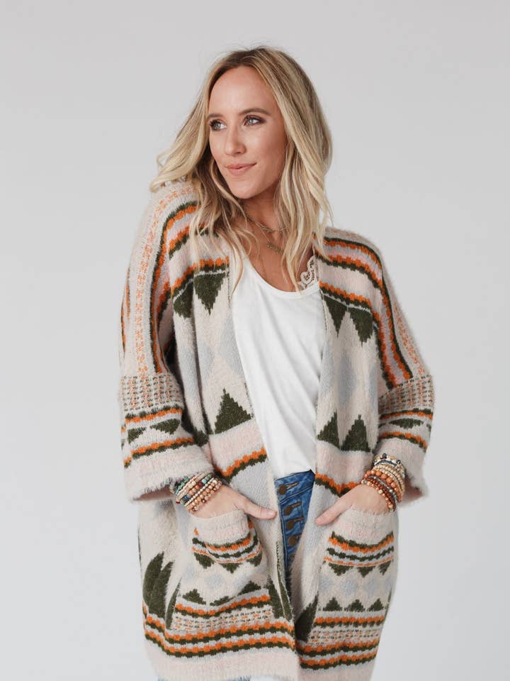 Keep It Up Oversized Cardigan - Olive for wholesale by Three Bird Nest