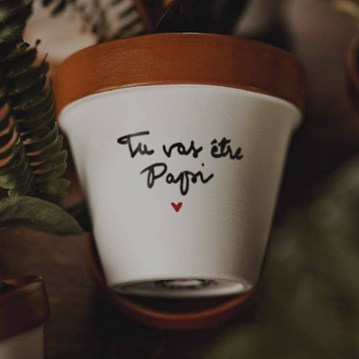 Flower pot "You're going to be Grandpa ♥" - Pregnancy announcement gift for wholesale by Joli Pot