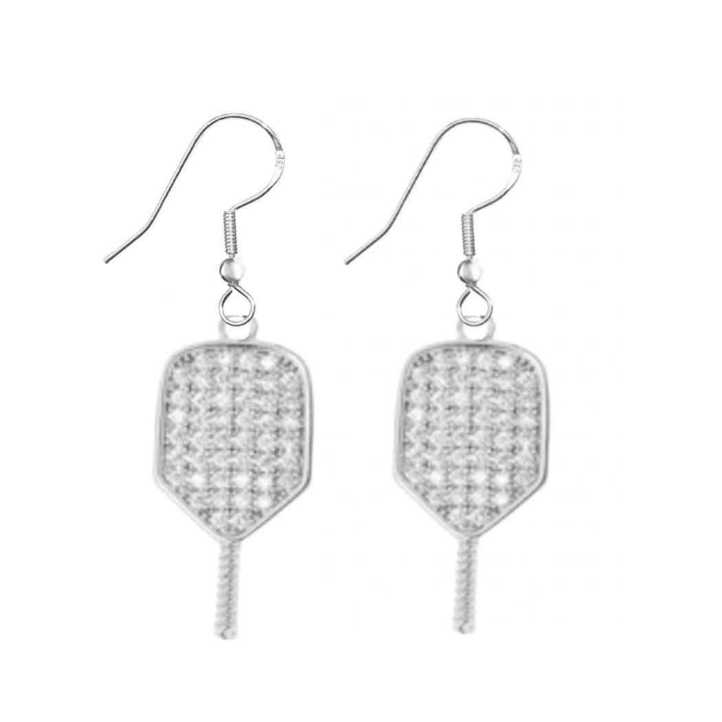 Born to Rally - Wholesale Dangle earrings - Pickleball Paddle Cz Dangle Earrings