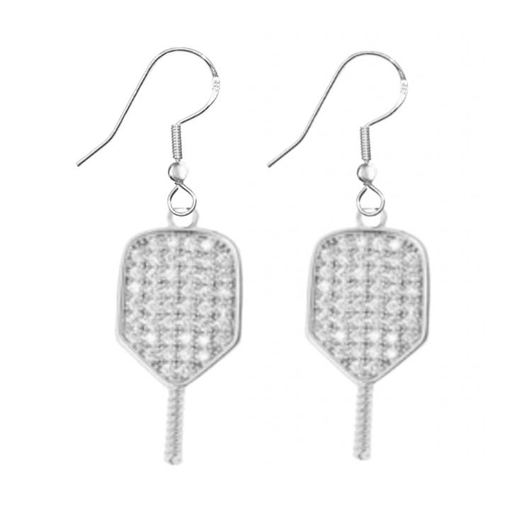 Born to Rally - Wholesale Dangle earrings - Pickleball Paddle Cz Dangle Earrings0