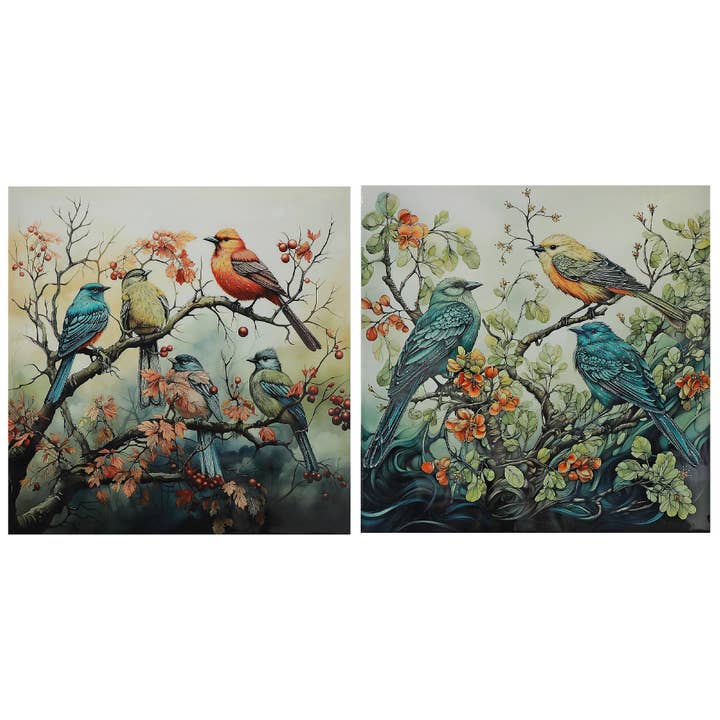 Art mural finition laquée Oiseaux sur arbre assortis pour la vente par IH Casa Decor