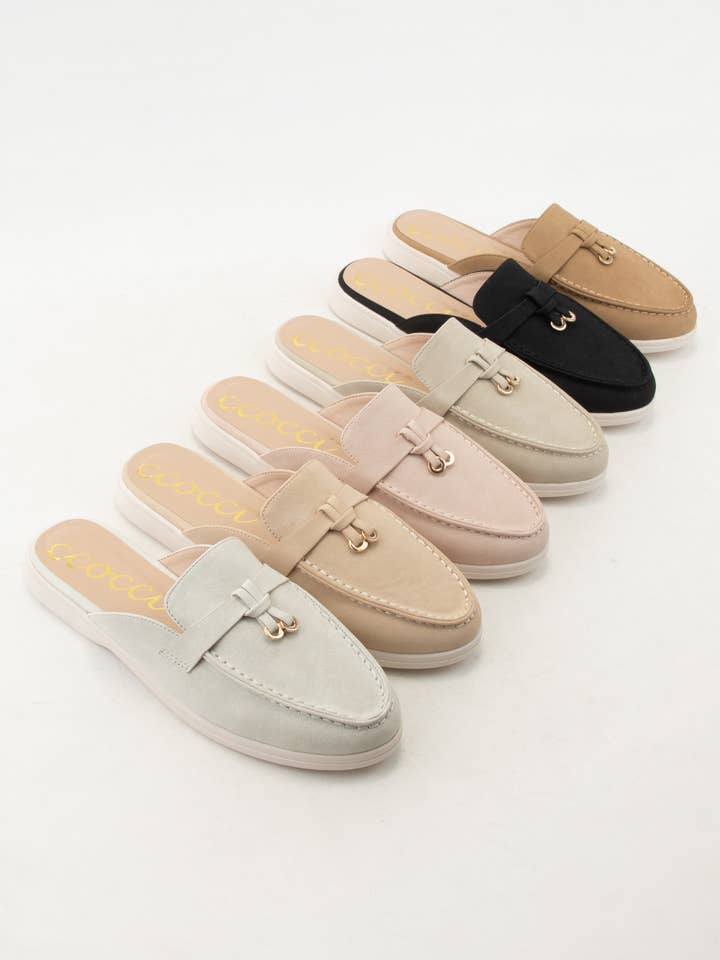 CCOCCI – wholesale Tofflor - Dam – IRENE KNUT MED METALLISK CHARMDEKOR SLIP ON LOAFER MULE