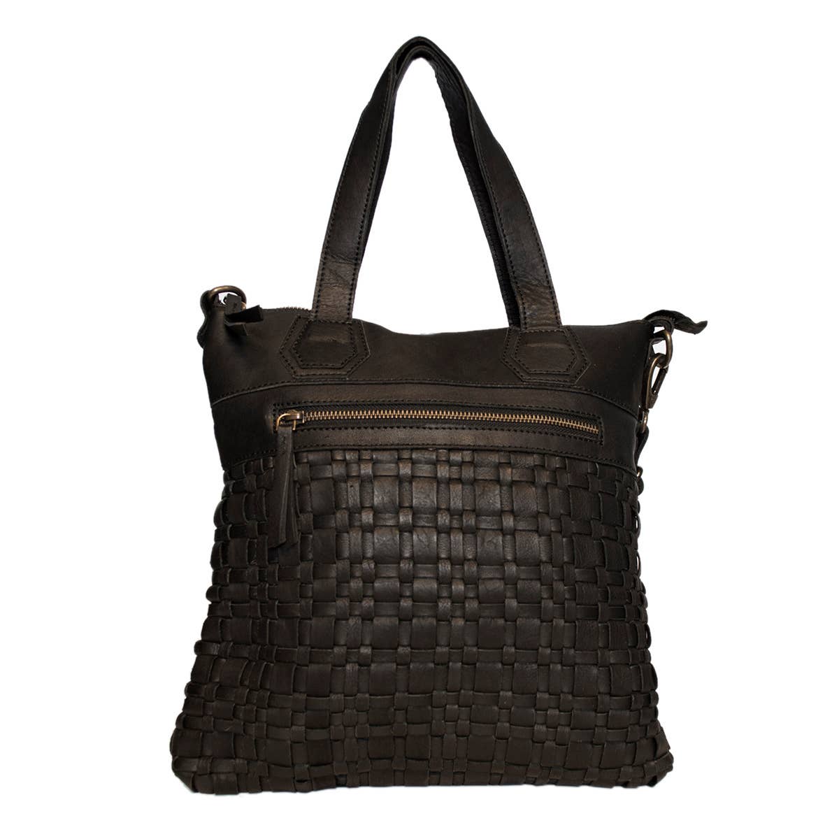 Arrigo - Wholesale Shoulder Bag - Women's - Braided Leather Leather Bag with a Short and a Long Handle0