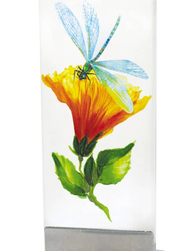 Flache handgemachte Kerze - Libelle mit Hibiskus für den Großhandel von Flatyz EU
