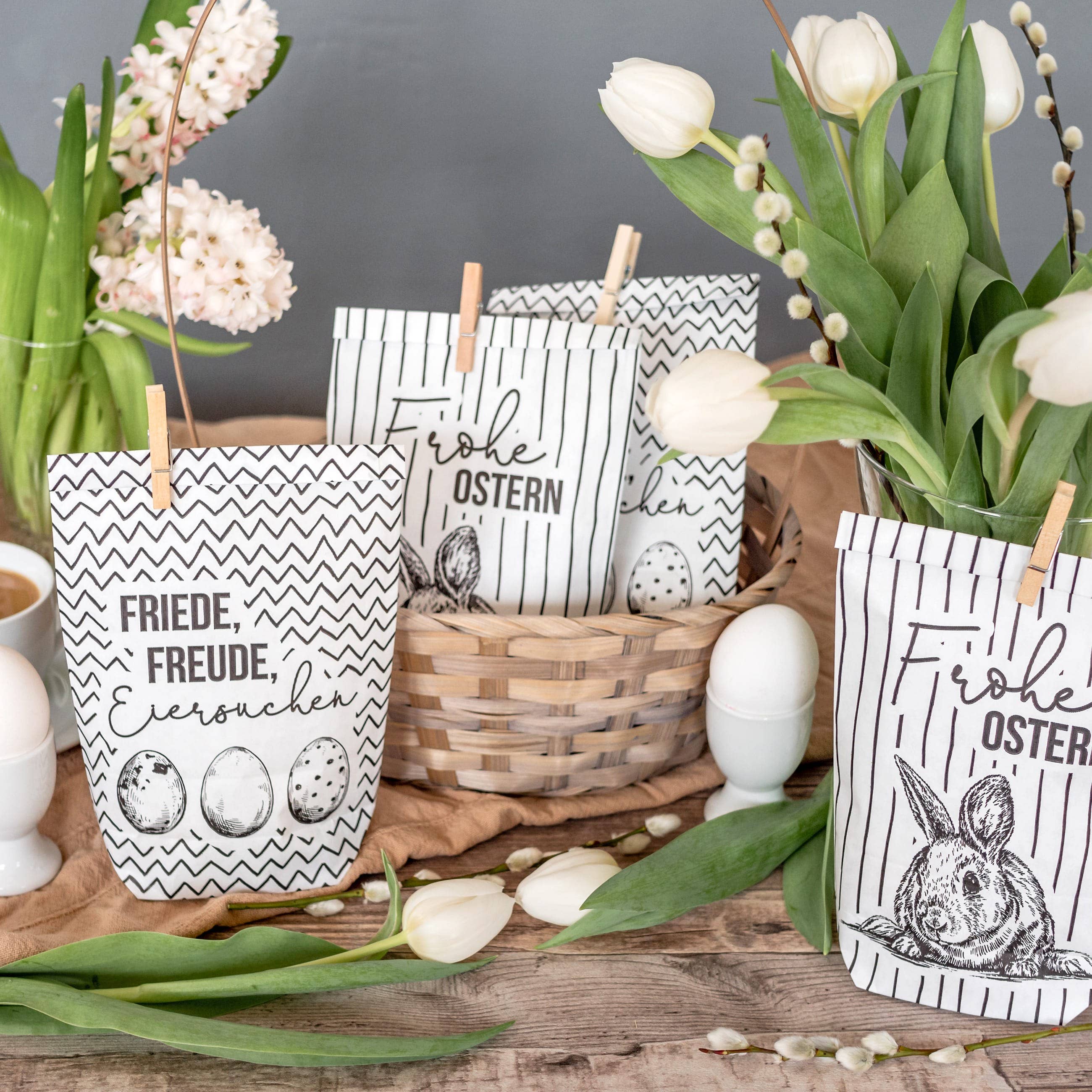 Papierdrachen - Wholesale Gift Bag - Bags printed with Easter motif - white - with Happy Easter3