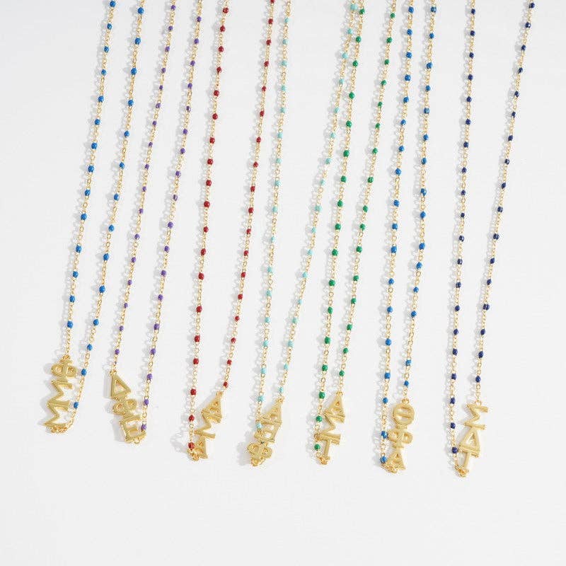 Color Shout – Großhandel Perlenkette – N201-Die Schwesternschaftskette: Seitlich gesetzte griechische Buchstaben auf Emaille-Perlenkette29