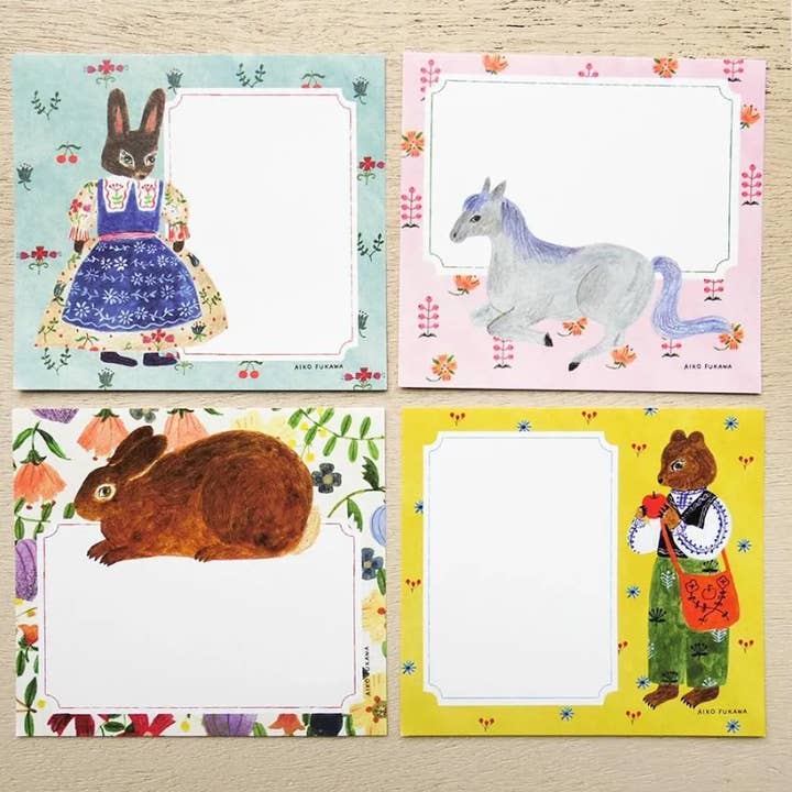 「FUNJI」In Japan - Wholesale Notepad - Aiko Fukawa Memo Pad | Flower and Animals Notepad2