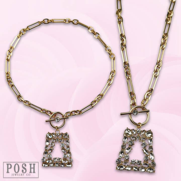 Rhinestone cocktail necklace for wholesale by Pink Panache Brands