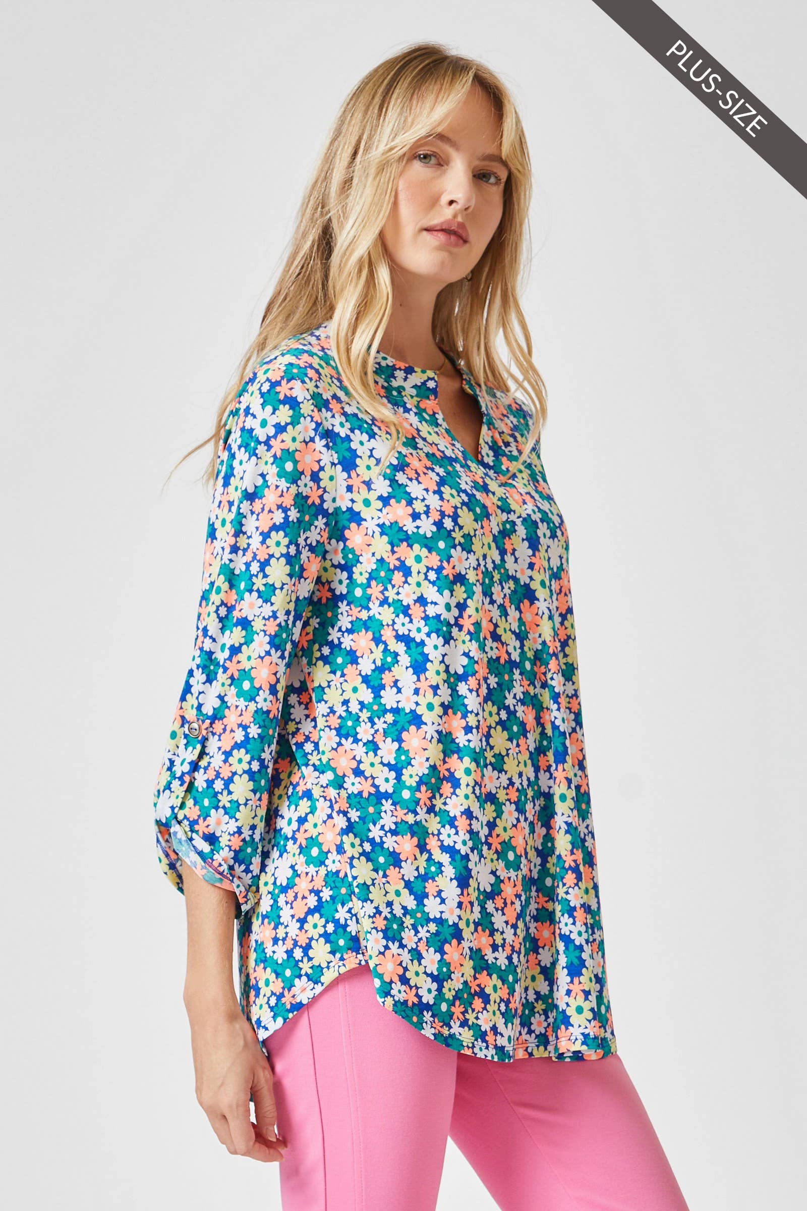 Royal PLUS SIZE 3/4 Sleeve Printed LIZZY Top for wholesale on Faire5