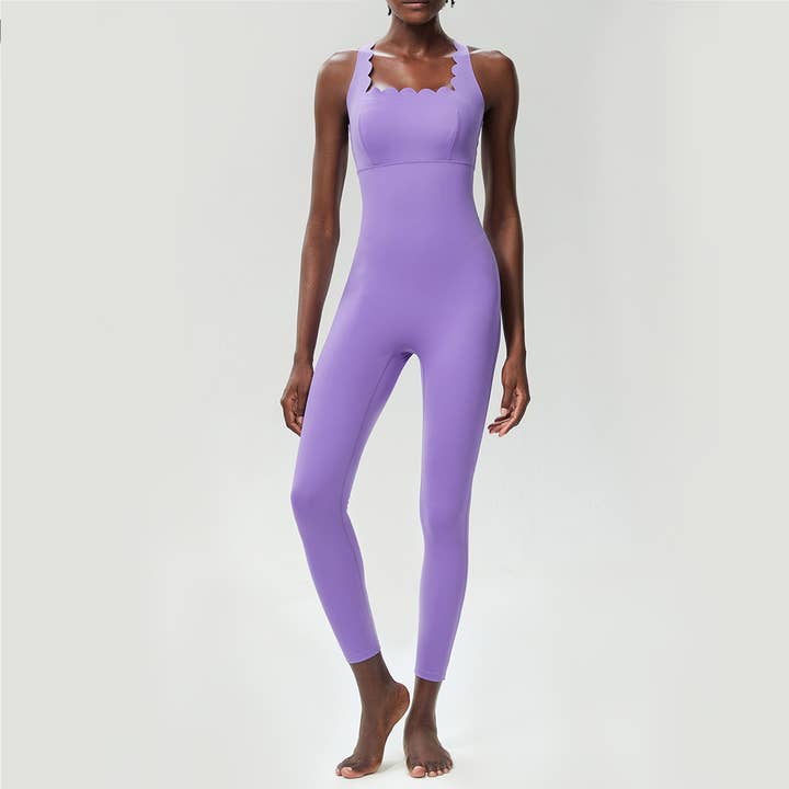 Sodalemon - Wholesale Activewear Set - Women's - Women Wave Shape Fitness Set Yoga Cross Back Jumpsuit5