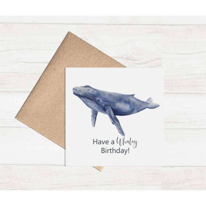 Watercolour Greeting Card - Whaley Birthday for wholesale by Olicas Art and Design