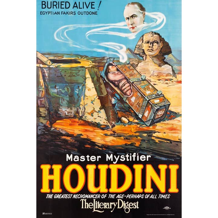 Poster magico Houdini Buried Alive 24x36 per la vendita all'ingrosso da parte di Gotham Gifts