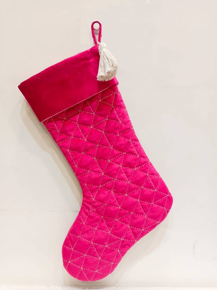 Velvet Quilted Stocking Holiday Gift Stocking for Xmas for wholesale by Eyda Homes
